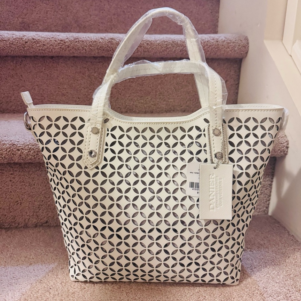Danier Elegant White Patterned Women's Bag